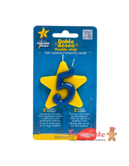 Vela Solidaria Doble Deseo Número 5 Dekora