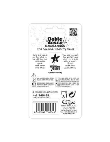 Vela Solidaria Doble Deseo Número 5 Dekora