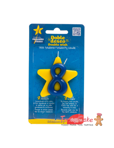 Vela Solidaria Doble Deseo Número 8 Dekora