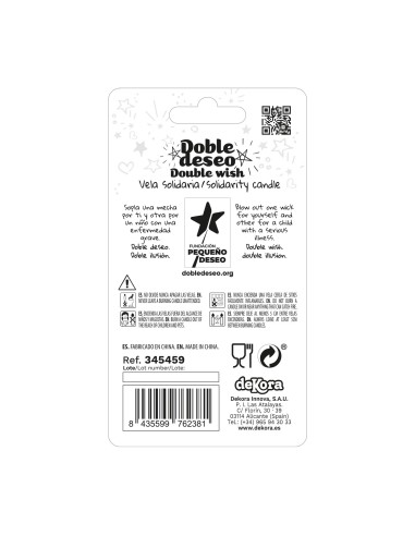 Vela Solidaria Doble Deseo Número 9 Dekora