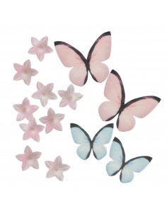 Flores Campanilla Rosas Y Mariposas De Oblea 8ud Dekora 2