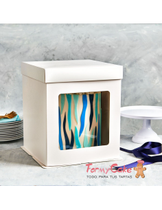 Caja Blanca Alta con Ventana 21x21x23,5cm Funcakes