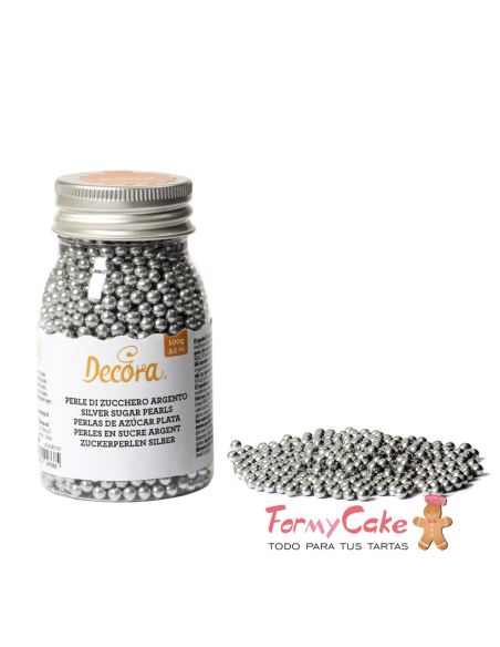 Perlas De Azucar Plateadas Metalizadas 100gr Decora