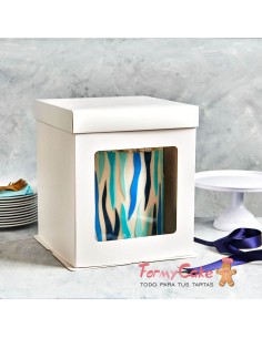Caja Blanca Alta con Ventana 30,4x30,4x34,5cm Funcakes