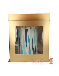 Caja Dorada Alta con Ventana 30,4x30,4x34,5cm Funcakes