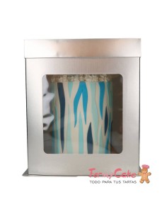 Caja Plateada Alta con Ventana 26x26x29,4cm Funcakes