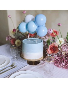 Topper Para Tarta Globos Azul/Blanco Partydeco 2