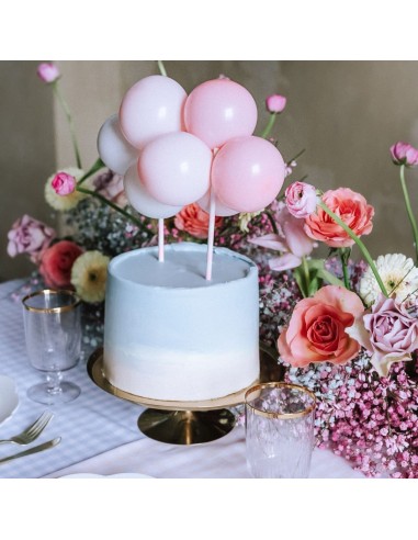 Topper Para Tarta Globos Rosa/Blanco Partydeco