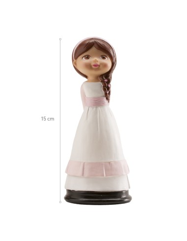 Figura Comunión Niña Pelo Castaño 16cm Dekora