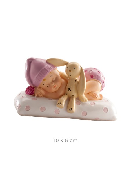 Figura para Tarta Bautizo Bebé con Peluche Rosa Dekora