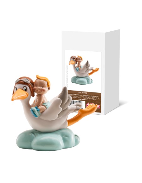 Figura para Tarta Cigüeña Volando Azul Dekora