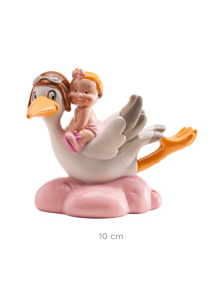 Figura para Tarta Cigüeña Volando Rosa Dekora