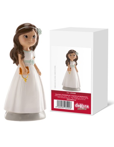 Figura Para Tarta De Comunión Niña Lazo Azul,...
