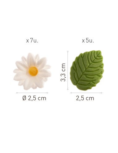 Flores Blancas Y Hojas De Azucar Dekora