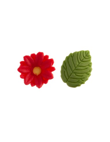 Flores Rojas Y Hojas De Azucar Dekora
