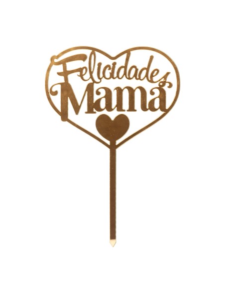Topper Felicidades Mamá Dorado Dekora