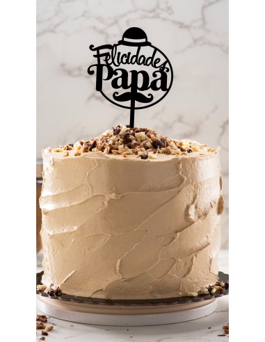 Topper Felicidades Papá Negro Dekora