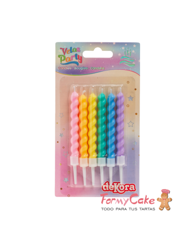 Velas para Tartas Twisted 6ud Dekora