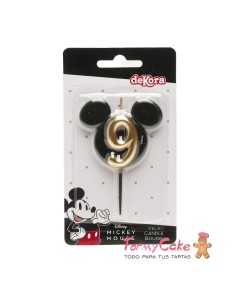 Vela Silueta Mickey Número 9 Dekora