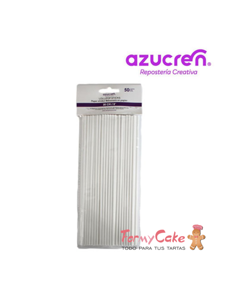 Palitos Lollipops Blancos 20cm 50ud Azucren