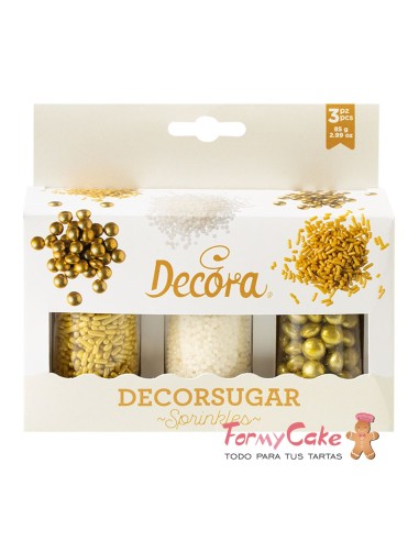 Set Decor Mix Oro Y Blanco 85gr Decora