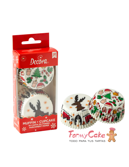 Cápsulas Cupcakes Renos Navidad 36uds Decora