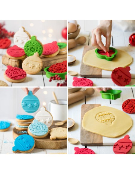Juego de Marcador y Cortador de Galletas Bolas Navidad Decora