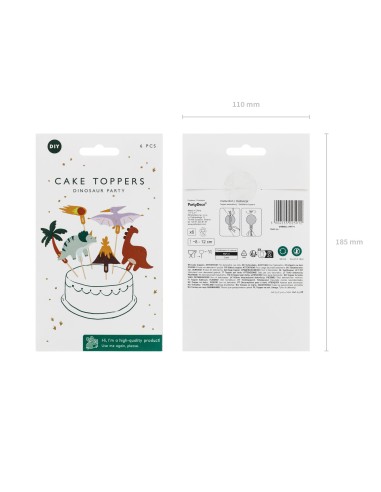 Topper Para Cupcakes Dinosaurios 6ud Partydeco