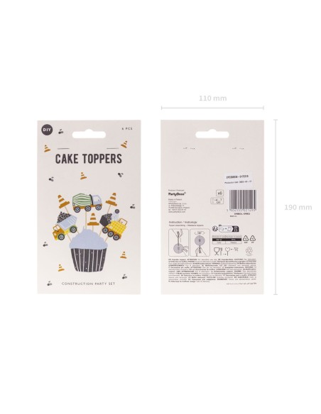 Topper Para Cupcakes Construcción 6ud Partydeco