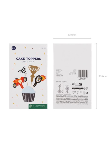 Topper Para Cupcakes Vehículos 4ud Partydeco