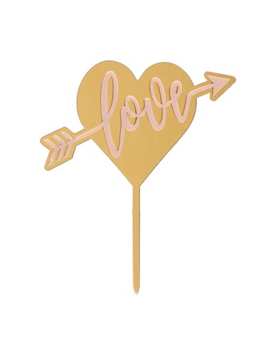 Topper Corazón Dorado Love Dekora