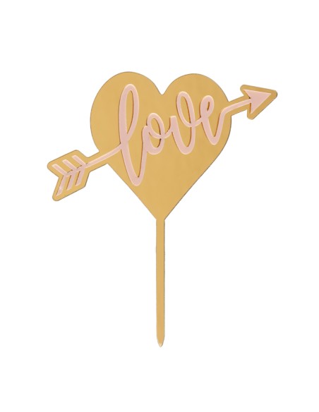 Topper Corazón Dorado Love Dekora