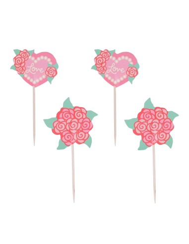 Toppers De San Valentín Rosas Para Cupcakes...