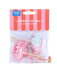 Toppers De San Valentín "Sweet On You" Para Cupcakes...