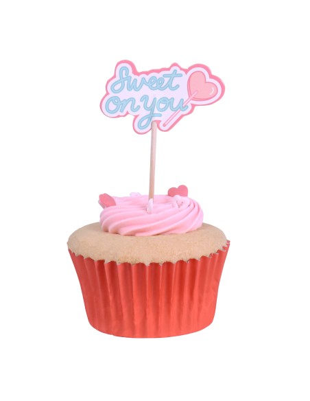 Toppers De San Valentín "Sweet On You" Para Cupcakes 24uds PME