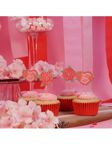 Toppers De San Valentín Rosas Para Cupcakes...