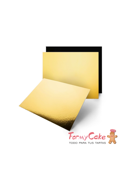 Base Rectangular Oro/Negra para Tartas 35x25cm Pastkolor