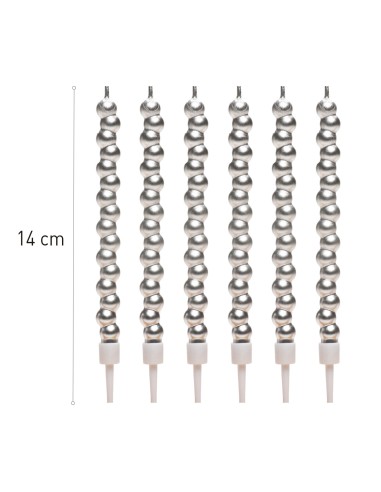 Velas para Tartas Burbuja Plateada 6ud Dekora