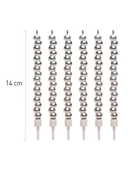 Velas para Tartas Burbuja Plateada 6ud Dekora
