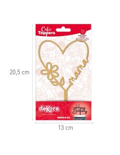 Topper Corazón Mamá Dorado Dekora 2