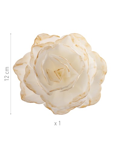 Rosa De Oblea Blanca Borde Dorado Dekora