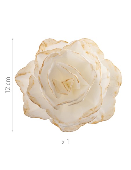 Rosa De Oblea Blanca Borde Dorado Dekora