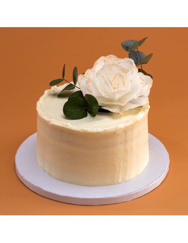Rosa De Oblea Blanca Borde Dorado Dekora