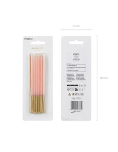 Velas Alargadas Rosa-Oro 14cm, 12ud PartyDeco 2