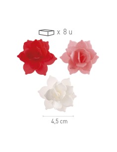 Mini Nenufares De Oblea Roja/Rosa 8uds Dekora 2