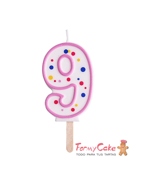 Velas para Tartas Rosa Número 9 PME
