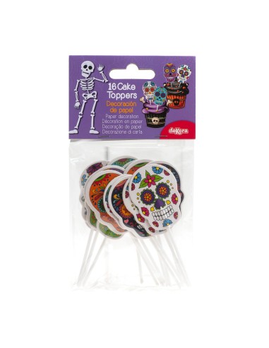 Toppers De Halloween Calaveras 16uds Dekora