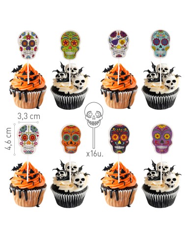 Toppers De Halloween Calaveras 16uds Dekora
