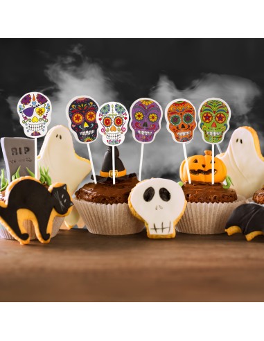 Toppers De Halloween Calaveras 16uds Dekora