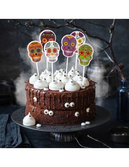 Toppers De Halloween Calaveras 16uds Dekora